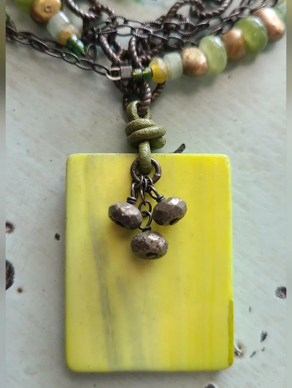 Silpada Multi-Strand Green & Silver Beaded and Pendant Necklace Set - Picture 2 of 3